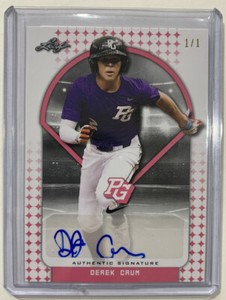 2018 LEAF PERFECT GAME NATIONAL SHOWCASE BLANK BACK DEREK CRUM PINK AUTO 1/1