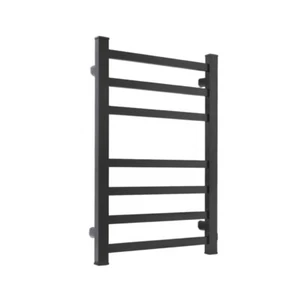 Heated Towel Rail Warmer Rack Wall Mounted Bathroom Electric 7 Bars Dryer Black - Picture 1 of 10