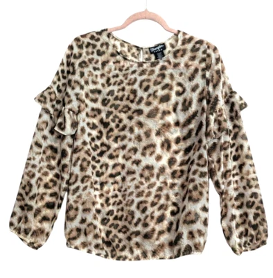 Top retro Wrangler para mujer estampado de animales pequeños volantes manga poeta vaquera occidental Foto 1 de 4