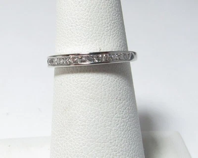 ANILLO/BANDA ORO BLANCO SÓLIDO 14K 16 DIAMANTES NATURALES CORTE BRILLANTE REDONDO Foto 1 de 3