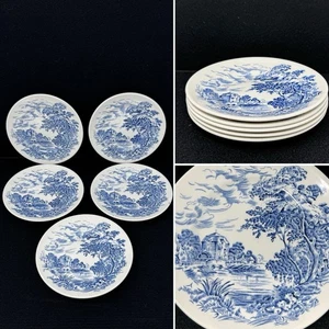 Wedgwood Countryside Enoch Blue & White SAUCERS PLATES 5 3/ 4” Lot of 5 No Cups - Picture 1 of 10