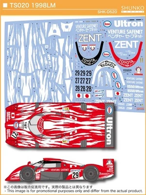 SHUNKO Decal Sheet 1:24 Scale Toyota TS020 1998 LeMans # SHK-D520 for Tamiya Kit - Image 1 of 4