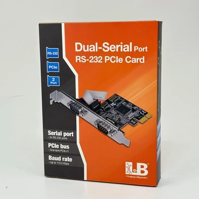 SIIG Legacy & Beyond Dual‑Serial RS‑232 PCIe Card (2‑Port, 16C550, 115.2 Kbps) - Image 1 of 4