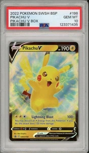 2022 Pokemon SWSH Black Star Promo Pikachu V Box #198 PSA 10 - Picture 1 of 2