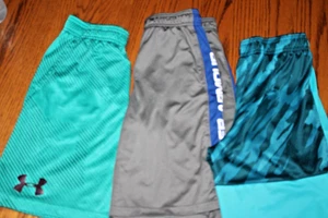 3 Pair Boys Youth Med Under Armour Shorts Athletic Pockets YMD Good Cond - Picture 1 of 8