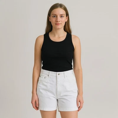 Shorts de cintura alta años 90 vintage blanco algodón shorts Foto 1 de 4