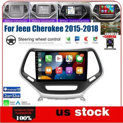 Radio estéreo para automóvil Apple CarPlay Android 13 navegación GPS para Jeep Cherokee 2015-2018 Foto 1 de 4