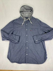Levi’s Herren XXL Kapuzenhemd Knopfleiste Langarm blau/grau Freizeit Hoodie Shirt - Bild 1 von 10