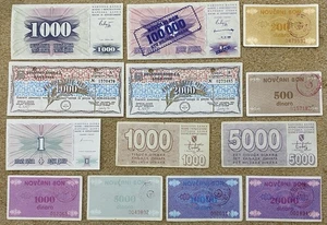 Lot of 13 Bosnian banknotes, 1992-1994, VF-UNC,  34, 39, 14, 26, 27, 48-53  - Picture 1 of 2