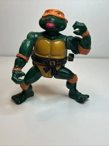 Vintage Teenage Mutant Ninja Turtles 'MICHAELANGELO' Aufziehfigur 1989 mit Gürtel - Bild 1 von 4