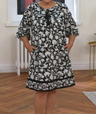 Studio Park Petite XS черный и белый текстурированный хлопок платье с ремнем A648606 новый без ЯРЛЫКОВ - Изображение 1 из 4