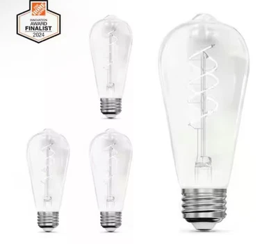 Feit Electric 40W ST19 Vintage Edison LED Bulb Daylight Spiral Filament (4-Pack) - Image 1 of 4