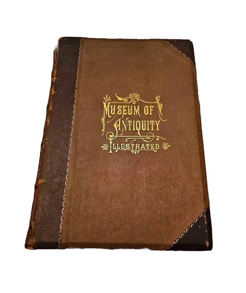 Antique 1883 Museum of Antiquity Book Victorian Ornate Embossed Gilded  Leather Foto 1 de 4