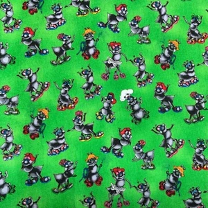 Fabric Novelty Green Cotton Party Ants Susan Pisoni Print Costume Quilting 5 yd - Picture 1 of 8