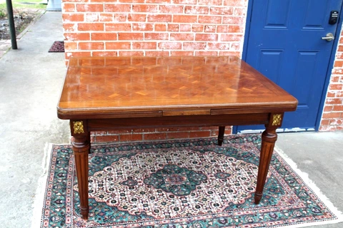French Antique Louis XVI Draw Leaf  Mahogany Dining Table Cover
