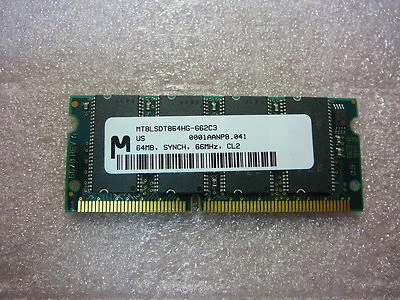 MICRON MT8LSDT864HG-662C3 64MB 144p PC66 8C 8X8 SDRAM SO-DIMM Memory  *NEW*  - Image 1 of 2
