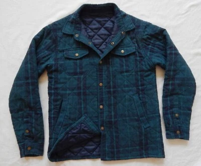 Chaqueta Camisa de Trabajo Forrada Azul Negra A Cuadros Acolchada Franela - Pequeña Para Hombre Aislada Foto 1 de 4