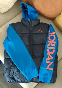 Jordan Boys Blue Black Long Sleeve Full Zip Hoodie Vest Size M (10-12 yrs) - Picture 1 of 5