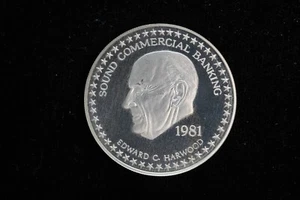 Rare 1981 Edward C. Harwood Gold Standard/Engelhard 1 oz .999 Silver Round! - Imagen 1 de 2