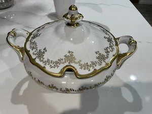 Vintage Weimar Porcelain Soup Tureen Gold White Katharina Made in Germany. - Picture 1 of 12