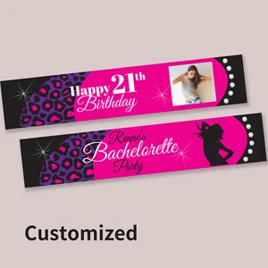 Personalised 21st Happy Birthday Hens Night Pink Fabric Party Banner Decorations - Picture 1 of 9