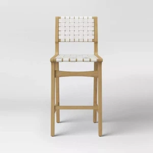 Ceylon Woven Barstool  29 inch - White/Natural - Picture 1 of 3