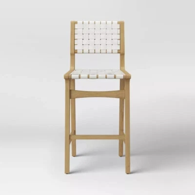 Ceylon Woven Barstool  29 inch - White/Natural - Image 1 of 3