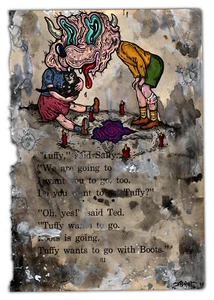 Original JUSTIN AERNI dark art 2022 PAINTING outsider : "RITUAL" - Picture 1 of 1