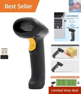 Wireless Barcode Scanner Handheld Automatic 1D Laser Rechargeable Bar Code Re... - Picture 1 of 10
