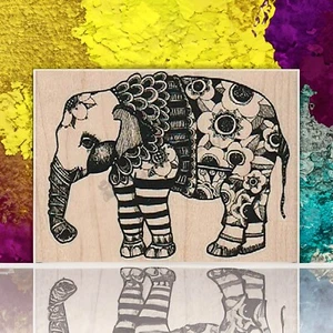 Mounted Rubber Stamp, Elephant, Circus, Whimsical Elephant, Elephant Stamp - Picture 1 of 1