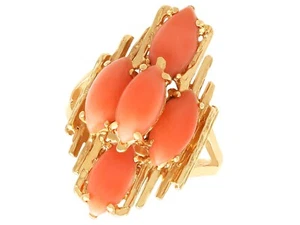 3.30ct Coral and 14ct Yellow Gold Ring Vintage Circa 1960 - Picture 1 of 14