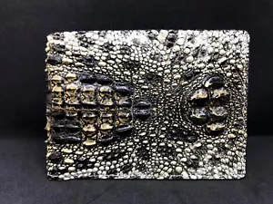 Unique Genuine Crocodile Skin Leather Men's Bifold Wallet - Picture 1 of 9