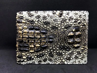 Unique Genuine Crocodile Skin Leather Men's Bifold Wallet - Image 1 of 4