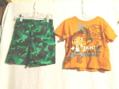 24个月迪士尼杰克与梦幻岛海盗衬衫和Nickelodeon绿色短裤 — 第 1/4 张图片