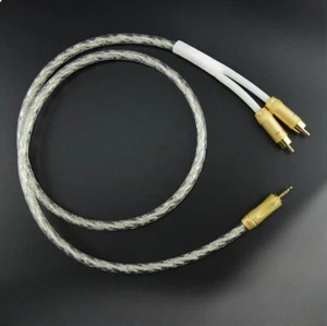 OCC versilbertes Kabel 3,5 mm auf 2 Cinch Stecker Y Splitter HiFi Audio AUX Kabel - Bild 1 von 5