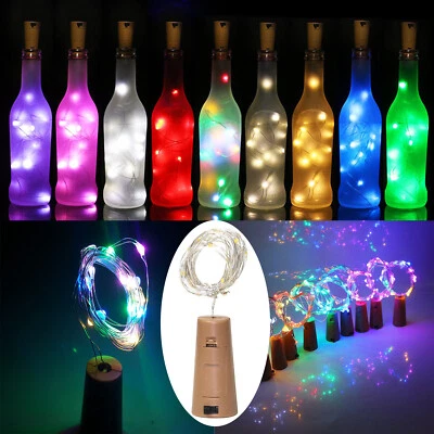 LED Sughero Forma Fairy Stringa Luci Multicolore Tavolo Vino Bottiglia Decor 1M - Immagine 1 di 4