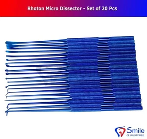 Rhoton Micro Dissector Expanded Blue 20 PCS Set Plasma Coating Titanium CE UK - Picture 1 of 2