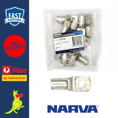 Narva Cable Lug 00 B&S / 00AWG / 70MM² Cable Lugs fits 8mm Stud 57170 x 10 — 第 1/4 张图片