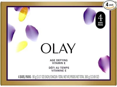 Olay Age Defying Moisturizing Anti Aging Beauty Soap Bar With Vitamin E, 4 Packs