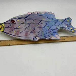 Signed J Rice 1992 Colorful Fish Platter 16in Long,8.5 Wide - Picture 1 of 6