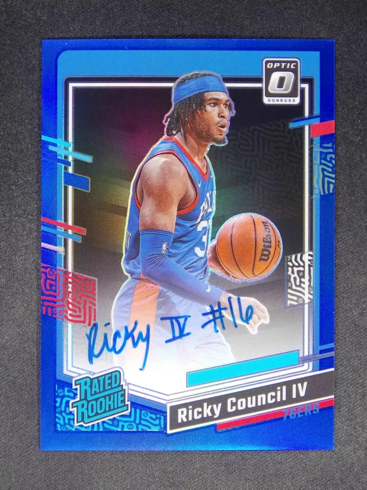 Ricky Council IV 2023-24 Panini Donruss Optic #285 Rated Rookie Auto Blue #26/49 - Image 1 of 2