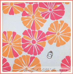 BonEful Fabric FQ Cotton Quilt White Pink Orange Dot Garden FLOWER Retro Hippie - Picture 1 of 7