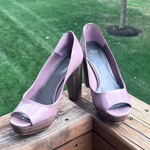 Zara Basic Collection Lilac Patent Leather Peep Toe Platform Heels - Picture 1 of 7