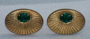 Gemelos vintage verde estrás mediados de siglo tono Godl - Imagen 1 de 2