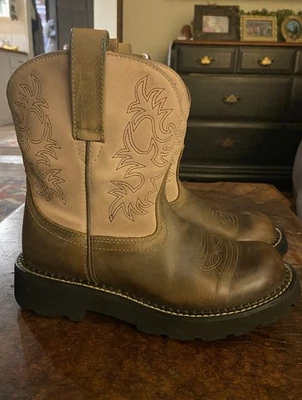Ariat Fatbaby Womens Western Cowboy Boots Size 7B Brown & Pink Leather Pull-On - Image 1 of 4