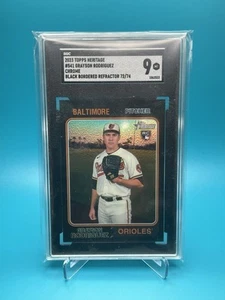 2023 Topps Heritage Grayson Rodriguez RC Chrome Black Border Refractor /74 SGC 9 - Picture 1 of 4