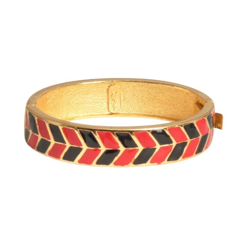 SAINT LAURENT (YSL) YVES SAINT LAURENT Bracciale anni 80 in metallo dorato e smalto multicolore