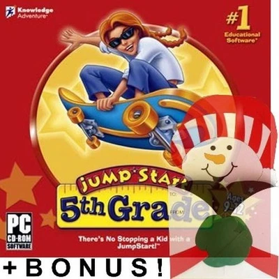 JumpStart 5th Grade Edutainment PC Software + Snowman Gift Box Mailer Bundle New - Image 1 of 4
