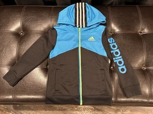 Adidas Long Sleeve Full Zip Hooded Jacket Boy’s Size 7 - Picture 1 of 6