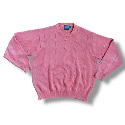 Vintage Talbots Men’s Size L 100% Pima Cotton Cable Knit Crewneck Sweater - Image 1 of 4